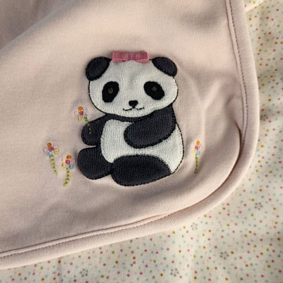 Gymboree Other - Gymboree 26"x28" Panda Bear Pink/Dots Baby Blanket Reversible 2007 Girl